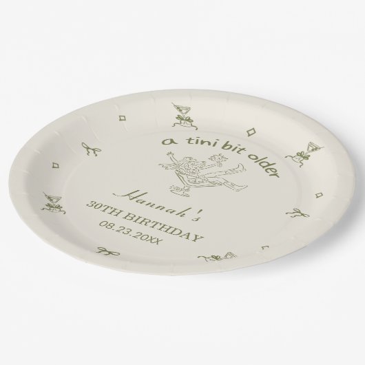 A Tini Bit Older Espresso Martini Bow Birthday Pappteller (Schrägansicht)