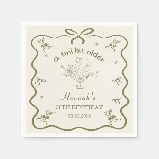 A Tini Bit Older Espresso Martini Bow Birthday  Serviette (Vorderseite)