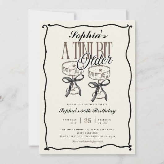 A Tini Bit Older Espresso Martini Quirky Geburtsta Einladung (Vorderseite)