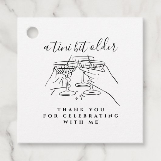 A Tini Bit Older Hand Drawn White Birthday Party Geschenkanhänger (Vorderseite)