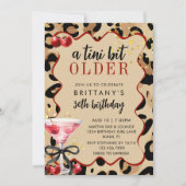 A Tini Bit Older Leopard Cherry Martini Birthday  Einladung (Vorderseite)