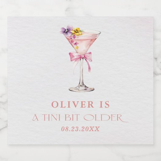 A Tini Bit Older Martini Birthday Party Schaumweinetikett (Einzelnes Label)