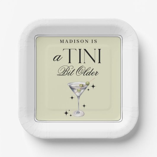 a Tini Bit Older Martini Olive Birthday Pappteller (Vorderseite)