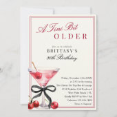 A Tini Bit Older Old Money Cherry Martini Birthday Einladung (Vorderseite)