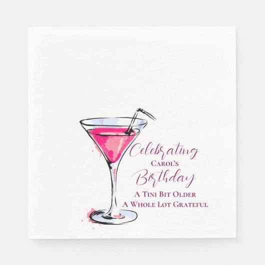 A Tini Bit Older Pink Martini Birthday Party Paper Serviette (Vorderseite)