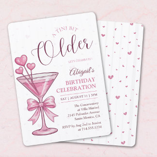 A Tini Bit Older Pink Martini Cocktail Birthday  Einladung