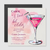 A Tini Bit Older Pink Martini Cocktail Birthday Magneteinladung (Vorne/Hinten)