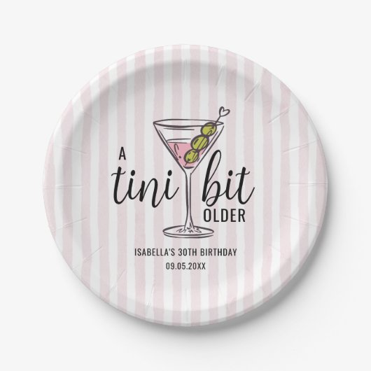 A Tini Bit Older Pink Martini Themed Birthday Pappteller (Vorderseite)