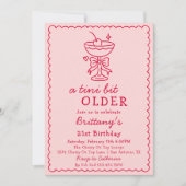 A Tini Bit Older Pink Red Cherry Martini Birthday Einladung (Vorderseite)