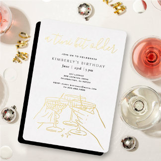 A Tini Bit Older White Gold Martini Birthday Party Folieneinladung