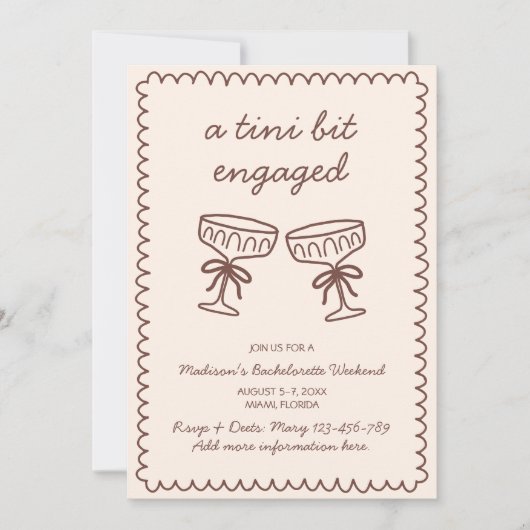 A Tini Bit Verlobt Espresso Martini Bachelorette Einladung (Vorderseite)