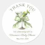 A tini Martini Sage Baby Shower Thank you Sticker (Vorderseite)