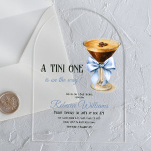 A Tini One Blue Bow Espresso Martini Babydusche Acryleinladungen