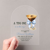 A Tini One Blue Bow Espresso Martini Babydusche Acryleinladungen (Insitu (Handheld))