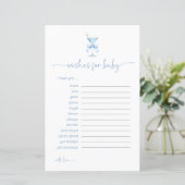 A Tini One Blue Bow Wishes For Baby Advice Card (Stehend Vorderseite)