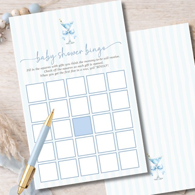 A Tini One Blue Stripes Baby Shower Bingo Game (Von Creator hochgeladen)