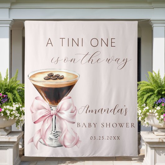 A tini One Espresso Martini Baby Shower Backdrop Wandteppich