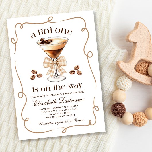 A Tini One Espresso Martini Baby Shower Einladung