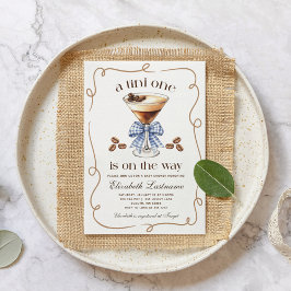 A Tini One Espresso Martini Blue Bow Baby Shower Einladung