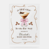 A Tini One Espresso Martini Pink Bow Baby Shower Acrylschild (Vorderseite)