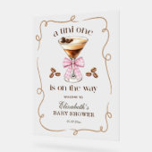 A Tini One Espresso Martini Pink Bow Baby Shower Acrylschild (Winkel)