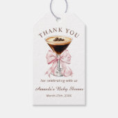 A tini One Espresso Martini Pink Bow Baby Shower Geschenkanhänger (Vorderseite)