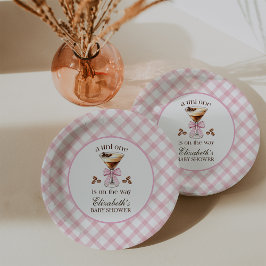 A Tini One Espresso Martini Pink Bow Baby Shower Pappteller