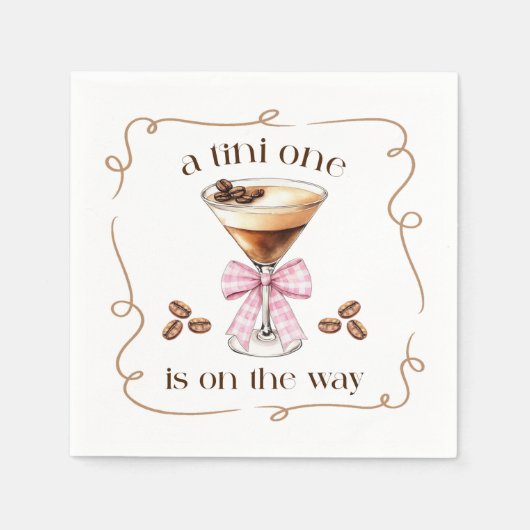 A Tini One Espresso Martini Pink Bow Baby Shower Serviette (Vorderseite)