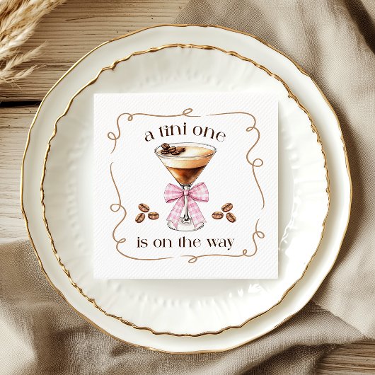 A Tini One Espresso Martini Pink Bow Baby Shower Serviette