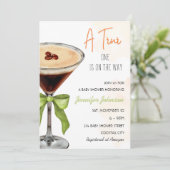 A Tini One Expresso Martini Babydusche Einladung (Stehend Vorderseite)