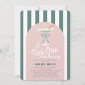 A Tini One Martini Blue Ribbon Boy Baby Dusche Einladung (Vorderseite)
