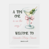 A Tini One Martini Pink Bow Baby Shower Welcome Acrylschild (Vorderseite)