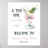 A Tini One Martini Pink Bow Baby Shower Welcome Poster (Vorne)