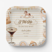 A Tini One On The Way Espresso Martini Baby Shower Pappteller (Vorderseite)