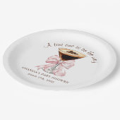 A tini One Pink Bow Baby Shower Paper Plate Pappteller (Schrägansicht)