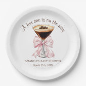 A tini One Pink Bow Baby Shower Paper Plate Pappteller (Vorderseite)