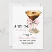 A Tini One Pink Bow Espresso Martini Babydusche Einladung (Vorderseite)