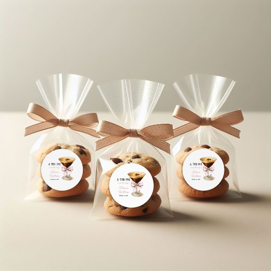 A Tini One Pink Bow Espresso Martini Babydusche Runder Aufkleber