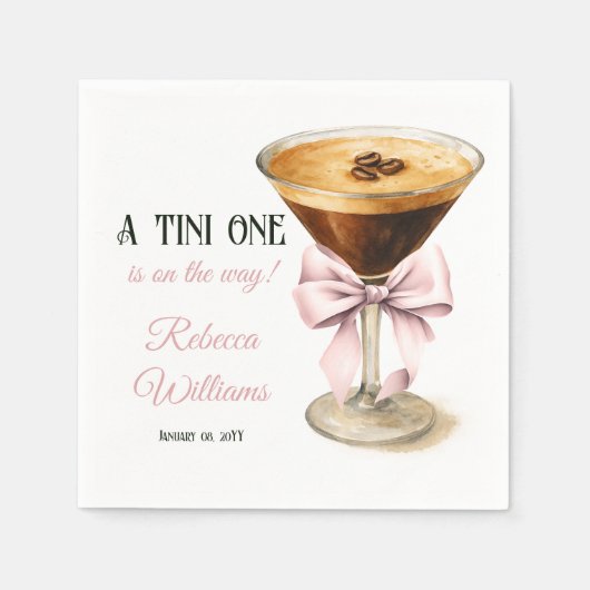 A Tini One Pink Bow Espresso Martini Babydusche Serviette (Vorderseite)