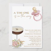A Tini One Pink Paci Espresso Martini Baby Shower Einladung (Vorderseite)