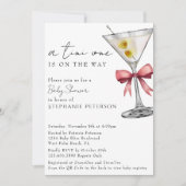 A Tini One Simple QR Code Rosa Martini Baby Dusche Einladung (Vorderseite)