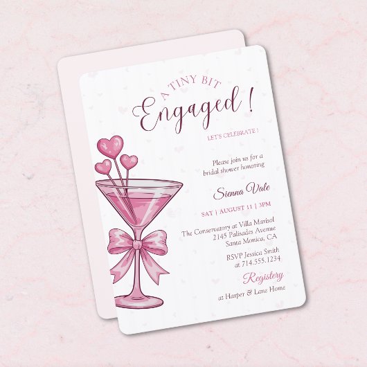 A Tiny Bit Engaged Pink Martini Bridal Shower Einladung