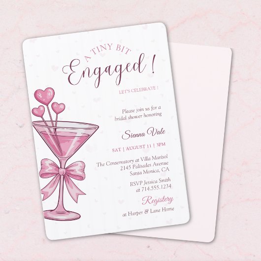 A Tiny Bit Engaged Pink Martini Bridal Shower Einladung