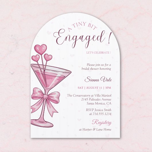 A Tiny Bit Engaged Pink Martini Bridal Shower Einladung