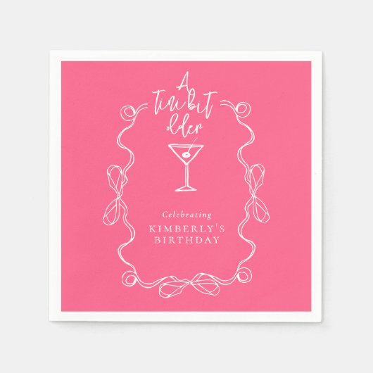 A Tiny Bit Older Pink Hand Drawn Birthday Party Serviette (Vorderseite)