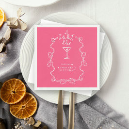 A Tiny Bit Older Pink Hand Drawn Birthday Party  Serviette