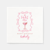 A Tiny Bit Older Pink Red Hand Drawn Birthday Serviette (Vorderseite)