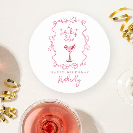 A Tiny Bit Older Scribbles Martini Birthday Party Runder Pappuntersetzer