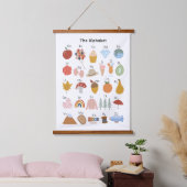 A to Z Alphabet Kinder Kinderzimmer Erziehungskuns Wandteppich Mit Holzrahmen (Schlafzimmer)