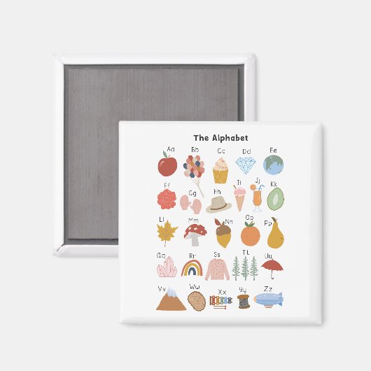 A to Z Alphabet mit Bildern Kinder Magnet (Vorderseite/Rückseite)